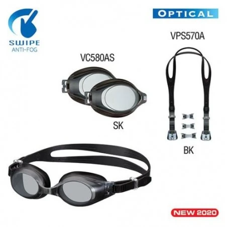Korekcyjne okulary pływackie dla dorosłych - czarne - 1