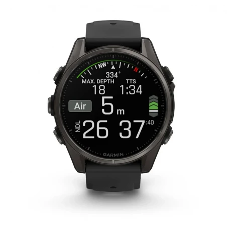 Garmin fenix 8 43 mm, AMOLED Sapphire, Carbon grey DLC titanium z paskiem silikonowym czarnym - 1