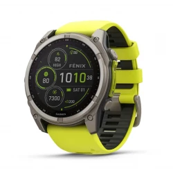Garmin fenix 8 51 mm, Solar, Sapphire Tytanowy pasek silikon w kolorze Amp yellow / Graphite