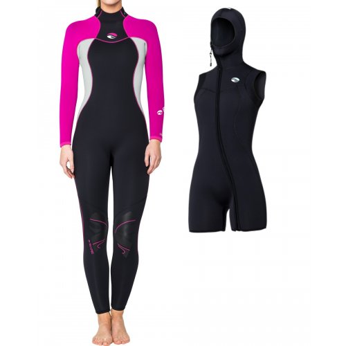 Cold Water Scuba Diving Wetsuit Black Bare Nixie 7mm Full Women's Wetsuit 
